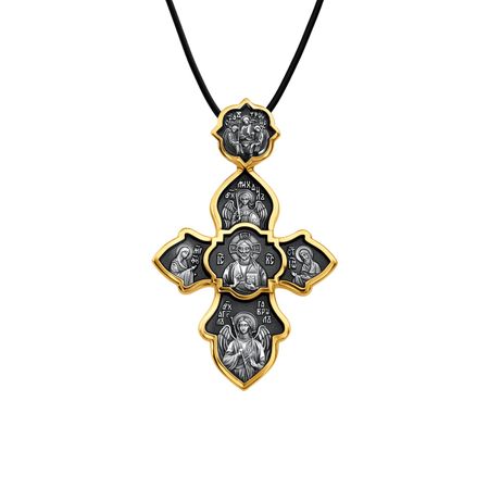 Серебряный крест Рождество Пресвятой Богородицы с позолотой и чернением