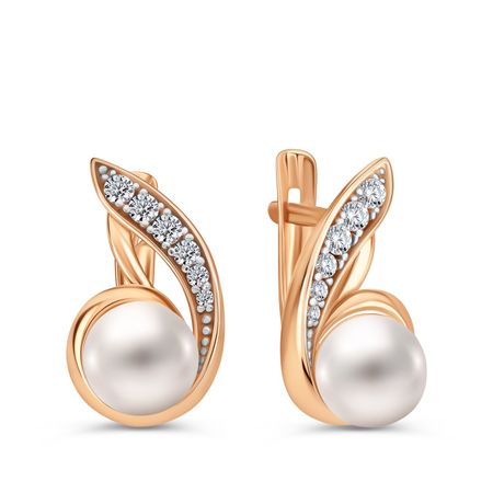 Серьги TALANT из золота с жемчугом и фианитами