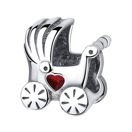 Серебряный шарм Коляска с эмалью