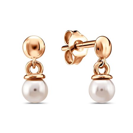 Серебряные серьги с жемчугом SWAROVSKI и позолотой