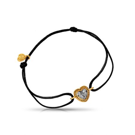 Браслет на нитке с подвеской с подвеской Святые Петр и Феврония из серебра