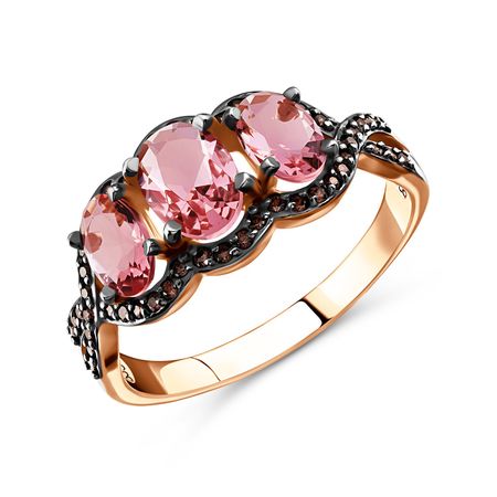 Серебряное кольцо с ювелирным стеклом позолотой и черным родированием