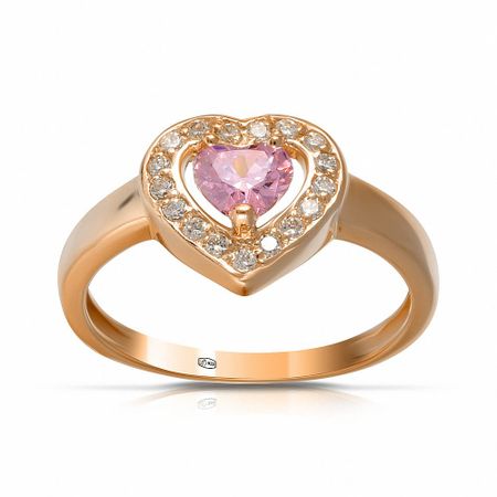 Кольцо Сердце из серебра с кварцем и фианитами