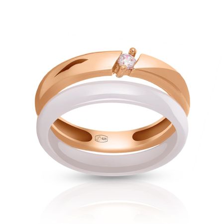 Кольцо из серебра с керамикой и фианитом