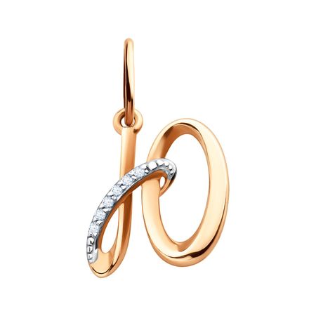 Золотая подвеска буква Ю с фианитами