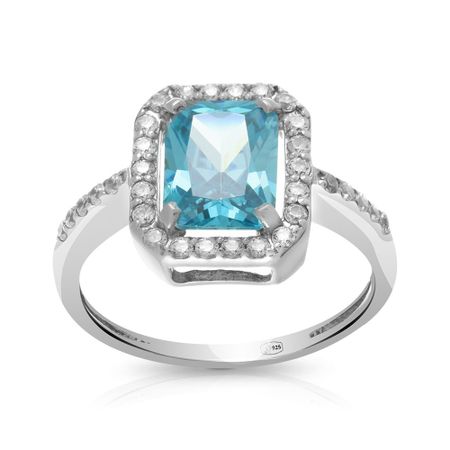 Кольцо из серебра с топазом и фианитами