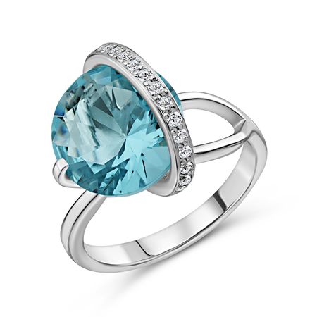 Кольцо из серебра с топазом и фианитами