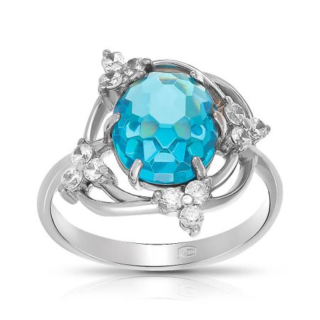 Кольцо из серебра с кварцем и фианитами