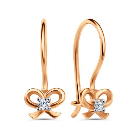 Золотые детские серьги с фианитами