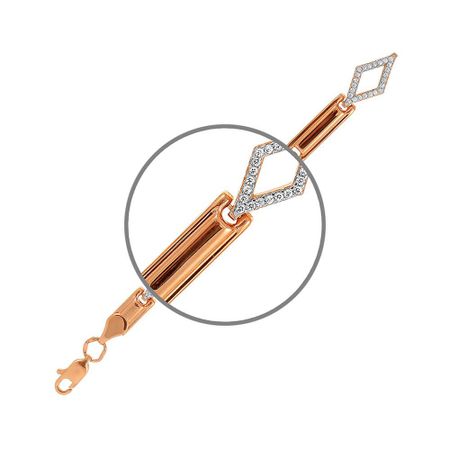 Золотой браслет Ролекс с фианитами и родированием