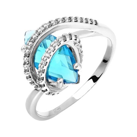 Кольцо из серебра с ювелирным кристаллом и фианитами