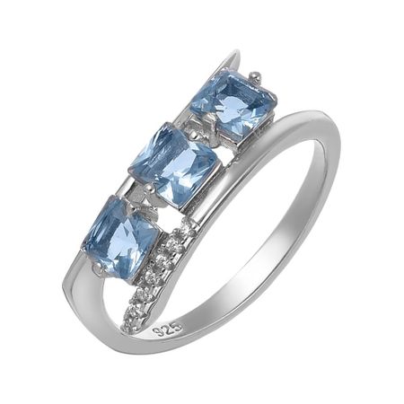 Кольцо из серебра с кварцем и фианитами