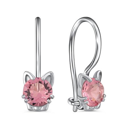 Серебряные детские серьги с ювелирными кристаллами и родированием