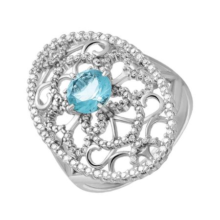 Серебряное кольцо с топазом и фианитами