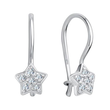 Серебряные детские серьги с фианитами и родированием