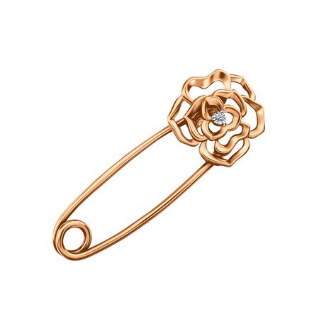 Золотая брошь с фианитом
