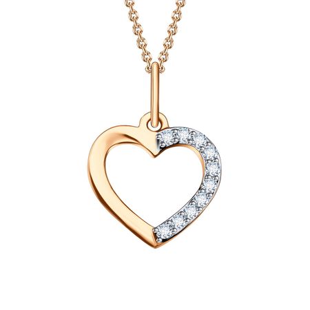 Золотая подвеска Сердце с фианитами