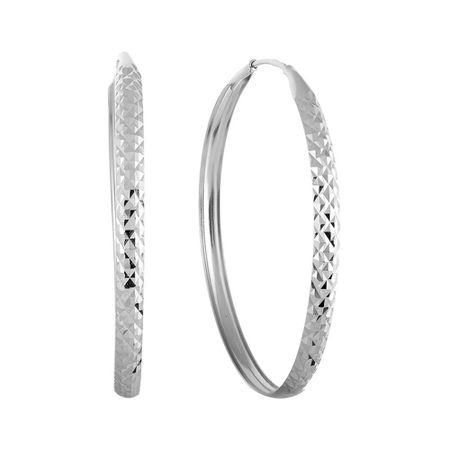 Серебряные серьги с родированием и алмазной гранью 45 мм