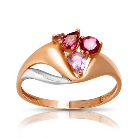 Кольцо из золота с аметистами и родолитами