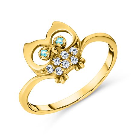 Серебряное кольцо Сова с алпанитами и фианитами с позолотой значок i love books сова с книгой металл 12 08599 965