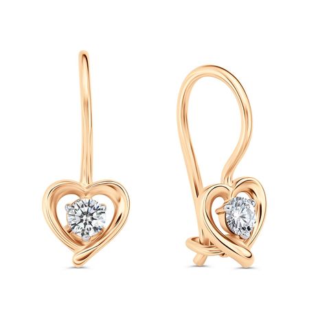 Золотые детские серьги с фианитами