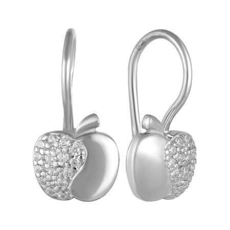 Серьги детские TALANT Яблоко из серебра с фианитами