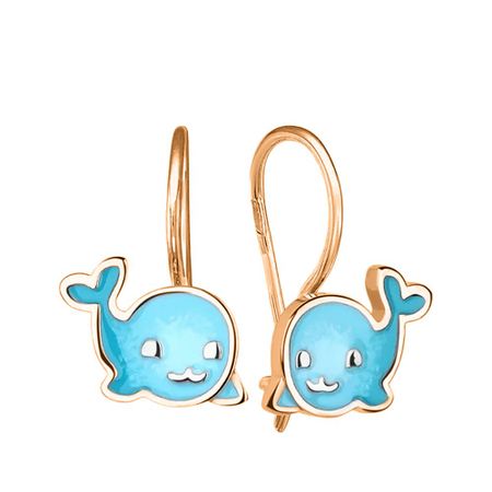 Золотые детские серьги с эмалью