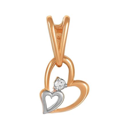 Золотая подвеска Сердце с фианитами