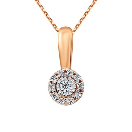 Золотая подвеска с бриллиантами и алмазной гранью с родированием