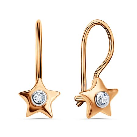 Золотые детские серьги Звезда с фианитами