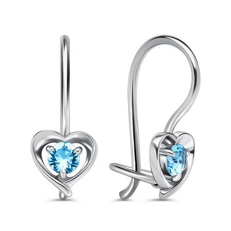 Серебряные детские серьги с ювелирным стеклом и родированием