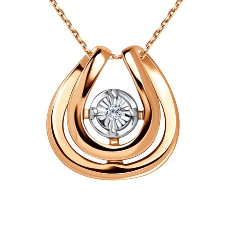 Золотая подвеска с бриллиантом и алмазной гранью с родированием