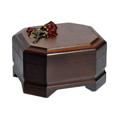 Деревянная шкатулка для ювелирных украшений Роза, 12х11 см