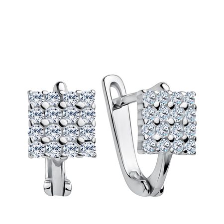 Серебряные детские серьги с фианитами и родированием