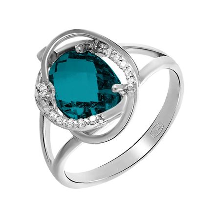 Кольцо из серебра с топазом и фианитами