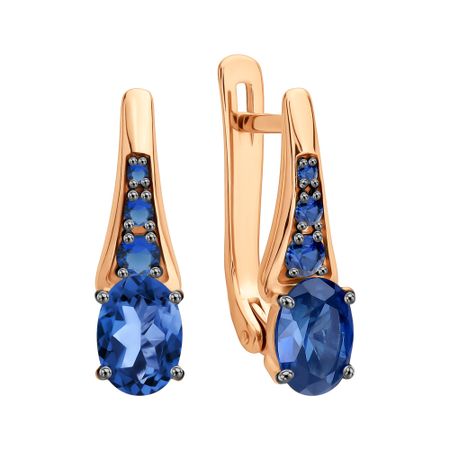 Золотые серьги с сапфирами и родированием