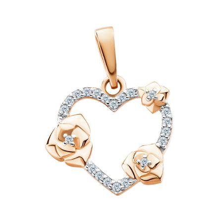 Золотая подвеска Сердце с фианитами