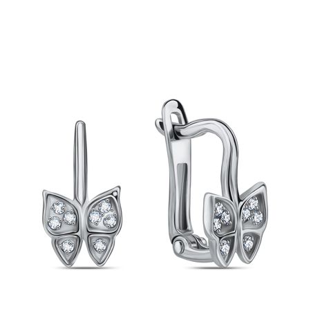 Серебряные детские серьги Бабочка с фианитами и родированием мебельные петли naierdi мини бабочка бронзовые золотые серебряные 30 шт