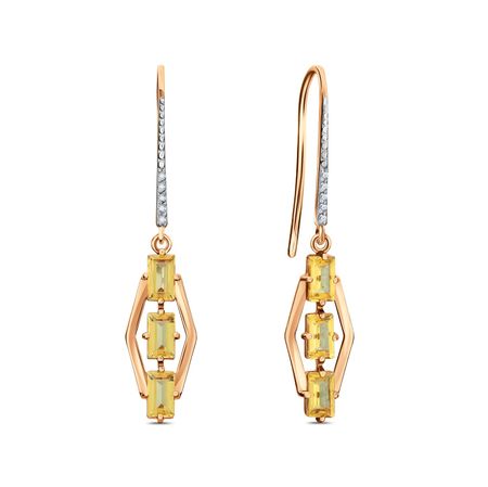 Золотые серьги с кристаллами и фианитами