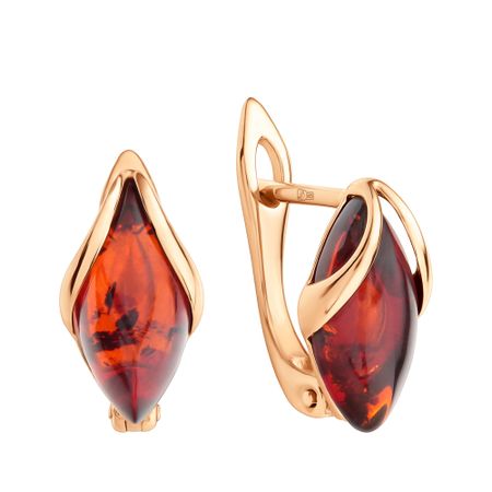 Золотые серьги с янтарем