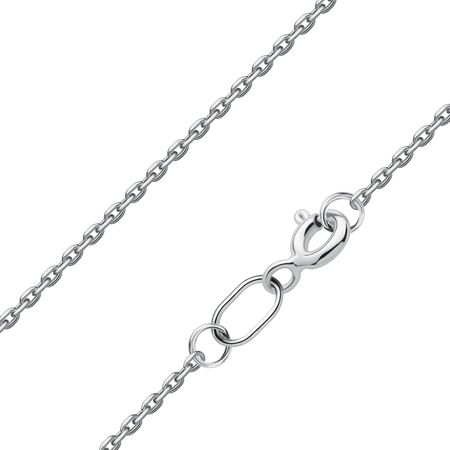 Серебряная полновесная цепочка Квадратный якорь с алмазной гранью и родированием