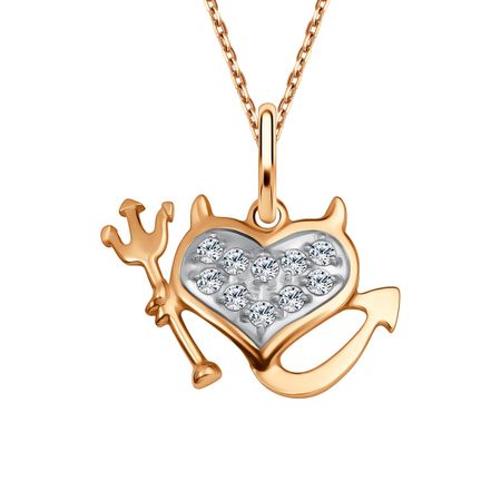 Золотая подвеска Сердце с фианитами из коллекции Рок-н-Ролл