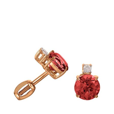 Серьги-пусеты TALANT из золота с гранатом и фианитами