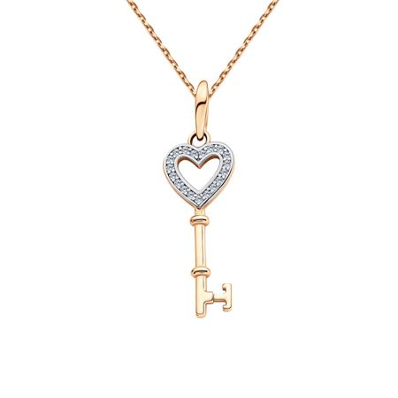 Золотая подвеска Ключ с фианитами