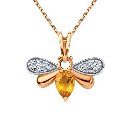 Золотая подвеска с цитрином и фианитами