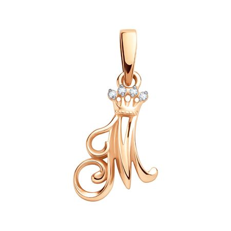 Золотая подвеска буква М с фианитами дневник школьный феникс буква оранжевая