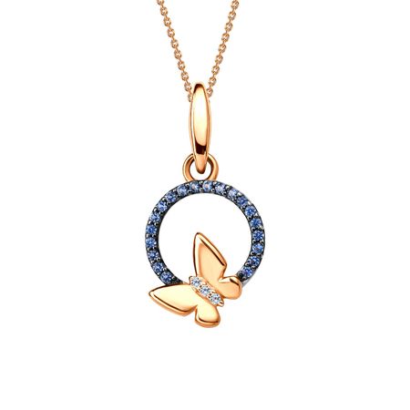 Золотая подвеска со шпинелью нано и фианитами