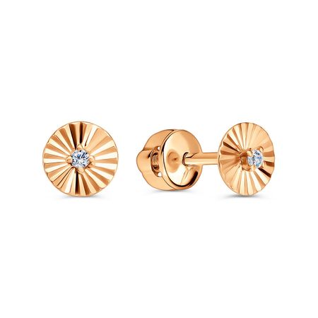 Золотые серьги с фианитами и алмазной гранью