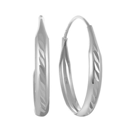 Серебряные серьги с родированием и алмазной гранью 25 мм