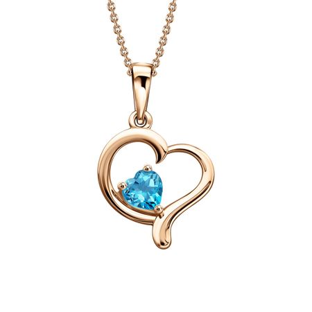 Золотая подвеска Сердце с топазом Swiss